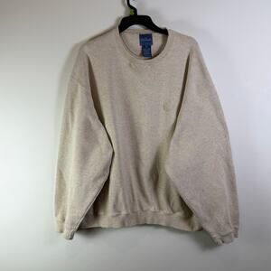 VTG Faconnable beige cotton rib knit preppy casual sweatshirt Hong Kong mens XXL